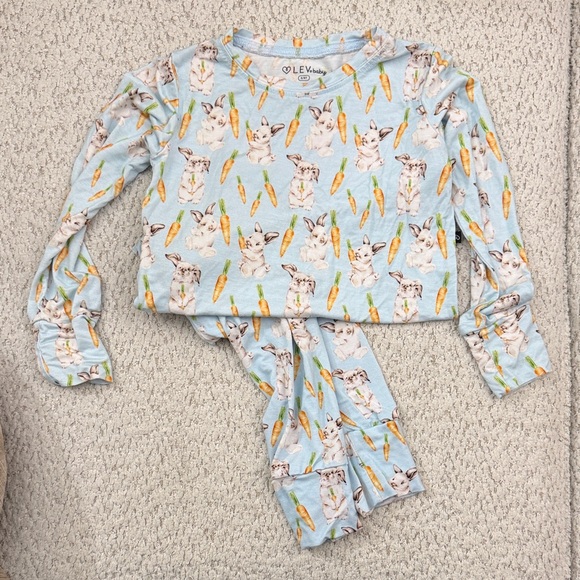 LEV baby Other - Bamboo Blue Bunny Print Kids Pajamas